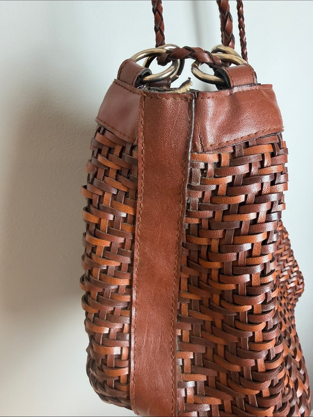Vintage Boho Woven Brown Bag with Braided Strap - Picture 6 of 16